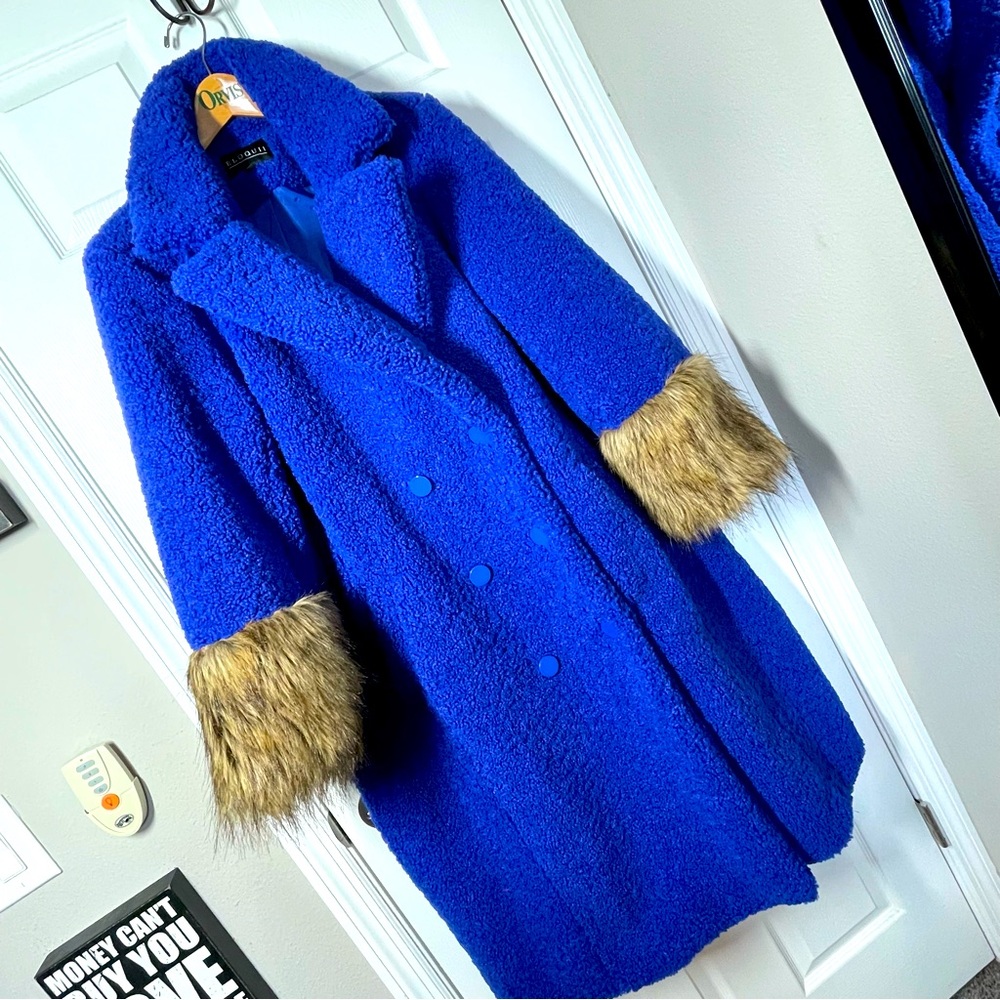 Eloquii beautiful royal blue teddy bear coat, 18/20